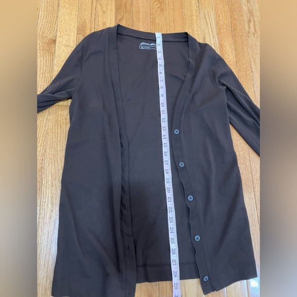 Eddie Bauer 100% Cotton Button Cardigan | Women’s Tall Medium | Warm Brown - Picture 6 of 7
